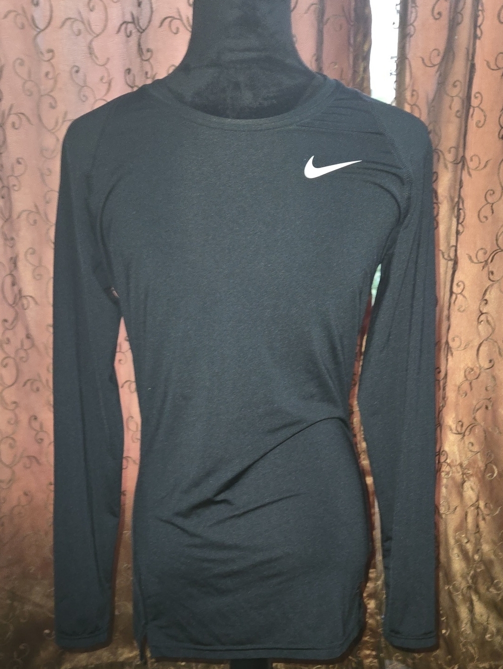Nike Pro Black Long Sleeve Dri-FIT Training Top with White Swoosh